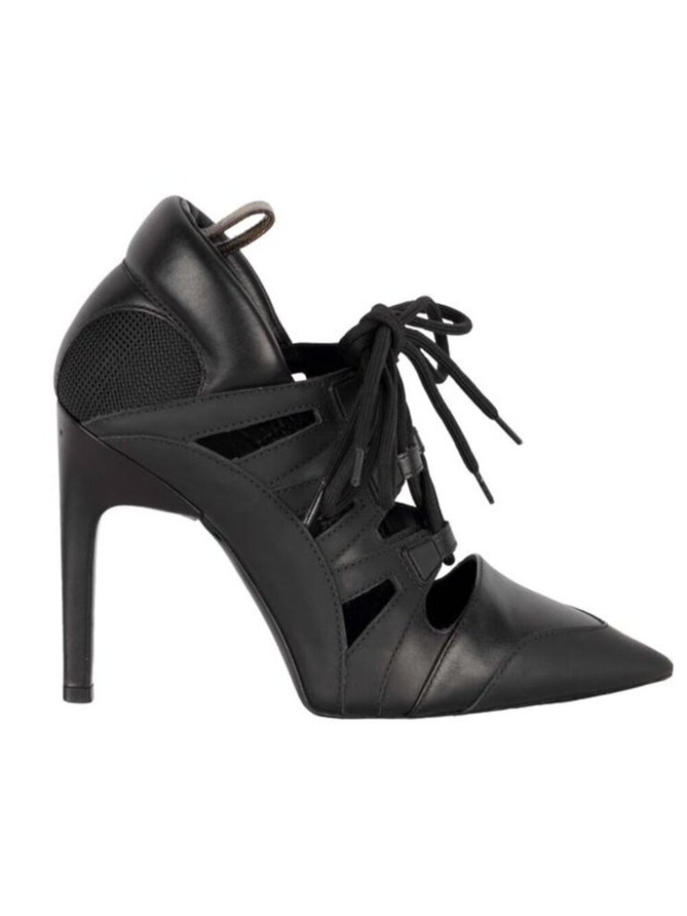 Louis Vuitton Black Leather Streamline Caged Ankle Booties Pumps 38 7.5